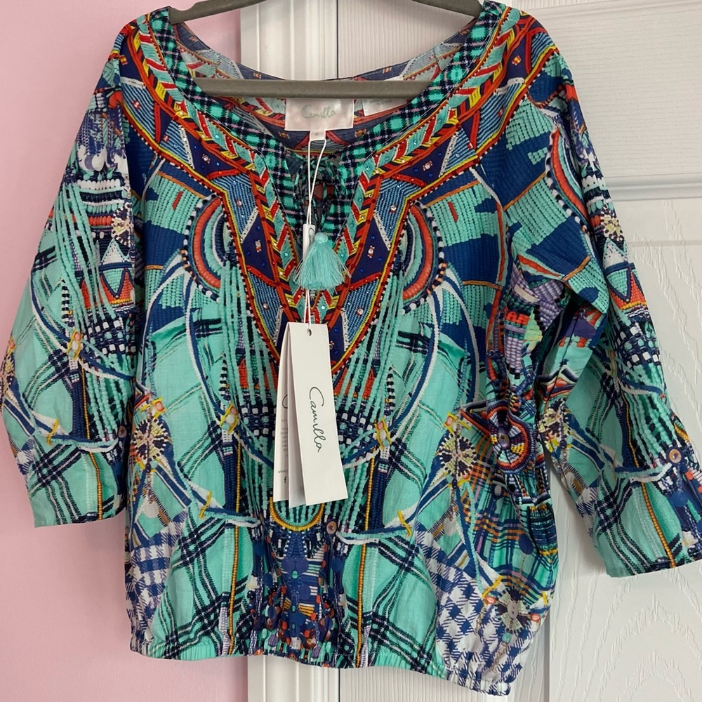 Camilla beaded and rhinestone top